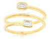 ESTATE .30CT DIAMOND 14KT YELLOW GOLD EMERALD CUT 2 STONE CRISS CROSS LOVE RING