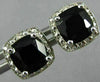 ESTATE 1.87CT DIAMOND & AAA BLACK ONYX 14K WHITE GOLD SQUARE HALO STUD EARRINNGS