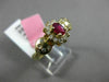 ESTATE .67CT DIAMOND & AAA RUBY 14KT YELLOW GOLD 3D HALO ETOILE ENGAGEMENT RING