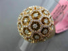 EXTRA LARGE .27CT WHITE & PINK DIAMOND 18K WHITE & ROSE GOLD CLUSTER FLOWER RING