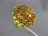 ANTIQUE LARGE 6.20CT AAA CITRINE 18KT YELLOW GOLD 3D OVAL FLOWER RING