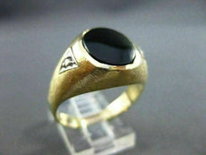 ESTATE .05CTW DIAMOND & AAA BLACK ONYX 14KT WHITE & YELLOW GOLD MENS RING #19722