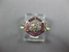ANTIQUE .34CT DIAMOND & AAA RUBY 18K WHITE GOLD 3D CLUSTER ENGAGEMENT RING 26872