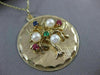 ANTIQUE LARGE AAA PEARL & MULTI GEM 14KT YELLOW GOLD TREE OF LIFE PENDANT #22526