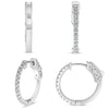 .35CT DIAMOND 14KT WHITE GOLD CLASSIC SHARED PRONG HUGGIE HOOP HANGING EARRINGS