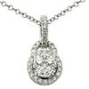 ESTATE .34CT DIAMOND 18KT WHITE GOLD 3D CLASSIC ROUND CLUSTER LOCK LOVE PENDANT