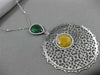 ESTATE EXTRA LARGE 1.02CT DIAMOND & AVENTURINE 14KT WHITE GOLD FILIGREE NECKLACE
