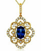 ESTATE 1.08CT DIAMOND & AAA TANZANITE 14KT YELLOW GOLD FILIGREE OVAL NECKLACE