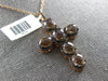 7.87CT BLACK DIAMOND & AAA SMOKY TOPAZ 14KT ROSE GOLD 3D FILIGREE CROSS PENDANT