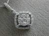 ESTATE .30CT DIAMOND 14KT WHITE GOLD 3D CLASSIC SQUARE CLUSTER FLOATING PENDANT