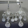 ESTATE LARGE 4.90CT DIAMOND 14KT WHITE GOLD 3D FLEUR DE LIS CHANDELIER EARRINGS