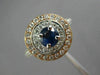 ESTATE 1.20CT DIAMOND & SAPPHIRE 14KT TWO TONE GOLD DOUBLE HALO ENGAGEMENT RING