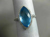 ESTATE 4.54CT DIAMOND & AAA BLUE TOPAZ 14KT WHITE GOLD 3D MARQUISE HALO FUN RING
