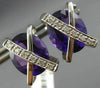 ESTATE LARGE 11.45CT DIAMOND & AAA AMETHYST 14KT WHITE GOLD OVAL X STUD EARRINGS