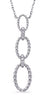 .06CT DIAMOND 14KT WHITE GOLD 3D OPEN OVAL LINK LOVE KNOT LARIAT LOVE NECKLACE