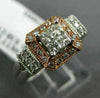 WIDE .50CT ROUND & BAGUETTE DIAMOND 14KT WHITE & ROSE GOLD HALO ENGAGEMENT RING
