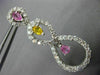 ESTATE LARGE 4.11CT DIAMOND & AAA PINK & YELLOW SAPPHIRE 18K WHITE GOLD EARRINGS