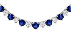 25.93CT DIAMOND & AAA SAPPHIRE 14KT WHITE GOLD ROUND GRADUATING TENNIS NECKLACE