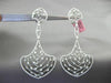 ESTATE EXTRA LARGE 3.10CT DIAMOND 14KT WHITE GOLD OPEN FILIGREE HANGING EARRINGS