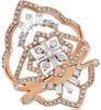 ESTATE LARGE .91CT DIAMOND 14KT ROSE GOLD ROUND & BAGUETTE FLOWER SNOWFLAKE RING