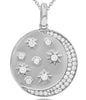 .48CT DIAMOND 14K WHITE GOLD 3D MOON & STAR ETOILE CIRCULAR FUN FLOATING PENDANT