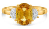 LARGE 2.70CT DIAMOND & AAA YELLOW SAPPHIRE 18KT YELLOW GOLD OVAL ENGAGEMENT RING