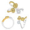 LARGE 1.21CT WHITE & FANCY YELLOW DIAMOND 14KT 2 TONE GOLD MULTI SHAPE LOVE RING