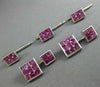 ESTATE LARGE 5.0CT AAA PINK RUBY 14KT WHITE GOLD SQUARE SHIRT STUD CUFFLINK SET