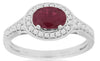 1.33CT DIAMOND & AAA RUBY 14KT WHITE GOLD SIDEWAYS OVAL & ROUND ENGAGEMENT RING
