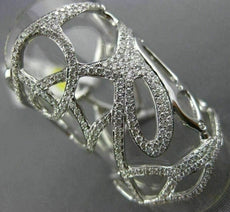 ESTATE EXTRA LARGE .79CT DIAMOND 18KT WHITE GOLD OPEN WEB LEAF FULL FINGER RING