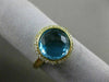 ESTATE 3.90CT ROUND DIAMOND & AAA BLUE TOPAZ 18KT YELLOW GOLD 3D ROUND HALO RING