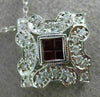 ANTIQUE .56CT DIAMOND & AAA RUBY 18K WHITE GOLD 3D SQUARE FILIGREE PENDANT #9375