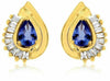 ESTATE 1.30CT DIAMOND & AAA TANZANITE 14K YELLOW GOLD CLASSIC TEAR DROP EARRINGS