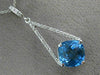 ESTATE LARGE 4.52CT DIAMOND & AAA BLUE TOPAZ 14KT WHITE GOLD TRIANGULAR PENDANT