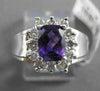 ESTATE 1.43CT DIAMOND & AAA AMETHYST 14KT WHITE GOLD EMERALD CUT CLUSTER RING