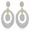 ESTATE .59CT DIAMOND 14KT YELLOW GOLD 3D OVAL CLUSTER FUN HANGING EARRINGS