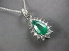 1.96CT DIAMOND & COLOMBIAN EMERALD 14K WHITE GOLD PEAR SHAPE HALO PENDANT #27053