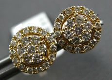 ESTATE .50CT DIAMOND 14K YELLOW GOLD 3D CLASSIC ROUND CLUSTER HALO STUD EARRINGS