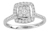 ESTATE 0.5CT DIAMOND 14KT WHITE GOLD ROUND CLUSTER HALO SEMI ETERNITY LOVE RING