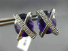 ESTATE LARGE 11.45CT DIAMOND & AAA AMETHYST 14KT WHITE GOLD OVAL X STUD EARRINGS