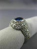 ESTATE WIDE 2.50CT DIAMOND & SAPPHIRE 14KT WHITE GOLD BEZEL HALO ENGAGEMENT RING