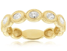 .38CT DIAMOND 14KT YELLOW GOLD 3D OVAL 5 STONE BEZEL FILIGREE ANNIVERSARY RING