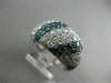 ESTATE LARGE 3.49CT WHITE BLUE DIAMOND 18K WHITE GOLD MULTI ROW ANNIVERSARY RING