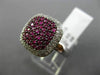 EFFY WIDE 1.48CT DIAMOND & AAA RUBY 14KT WHITE GOLD 3D SQUARE PAVE LEAF FUN RING
