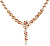 2.71CT DIAMOND & AAA RUBY 14KT YELLOW GOLD 3D MULTI LEAF FLORAL TENNIS NECKLACE