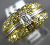 ESTATE WIDE 1.50CT DIAMOND 18K 2 TONE GOLD PAVE EMERALD CUT ENGAGEMENT RING #140