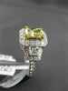 ESTATE 2.04CT GIA FANCY YELLOW DIAMOND 18K TWO TONE GOLD 3 STONE ENGAGEMENT RING
