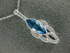 ESTATE 1.36CT DIAMOND & AAA BLUE TOPAZ 14KT WHITE GOLD 3D TEAR DROP LEAF PENDANT