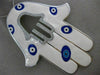 ESTATE MASSIVE 1.0CT DIAMOND 14KT WHITE GOLD ENAMEL CHAMSA EVIL EYE PENDANT