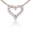 ESTATE .67CT ROUND CUT DIAMOND 14K ROSE GOLD 3D CLASSIC OPEN HEART LOVE NECKLACE